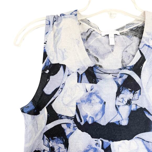 Escada Sport Ocean Abstract Floral Wool Sleeveless Scoop Neck Sweater Size S - Picture 2 of 8